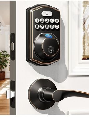 Fingerprint Door Lock with 2 Lever Handles
